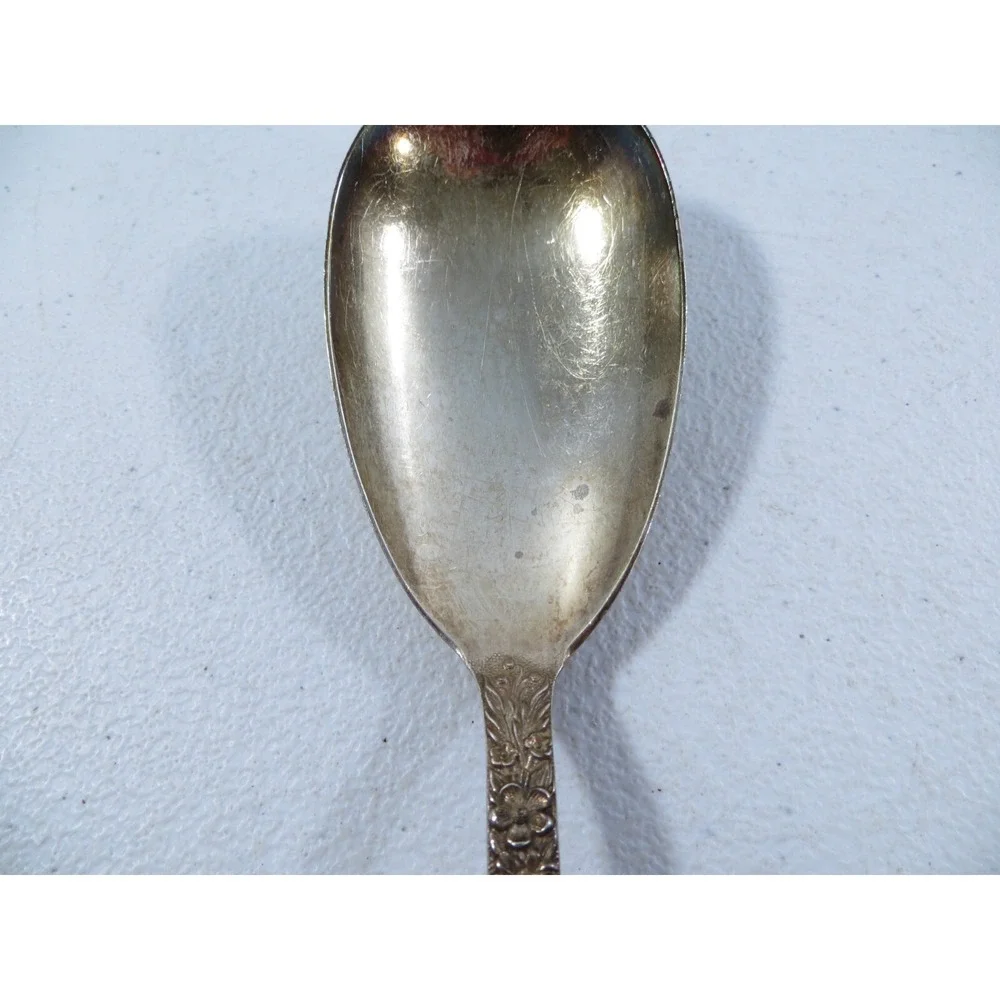 Antique S. Kirk & Son Inc Repousse Sterling Silver Serving Spoon‎ 8.5